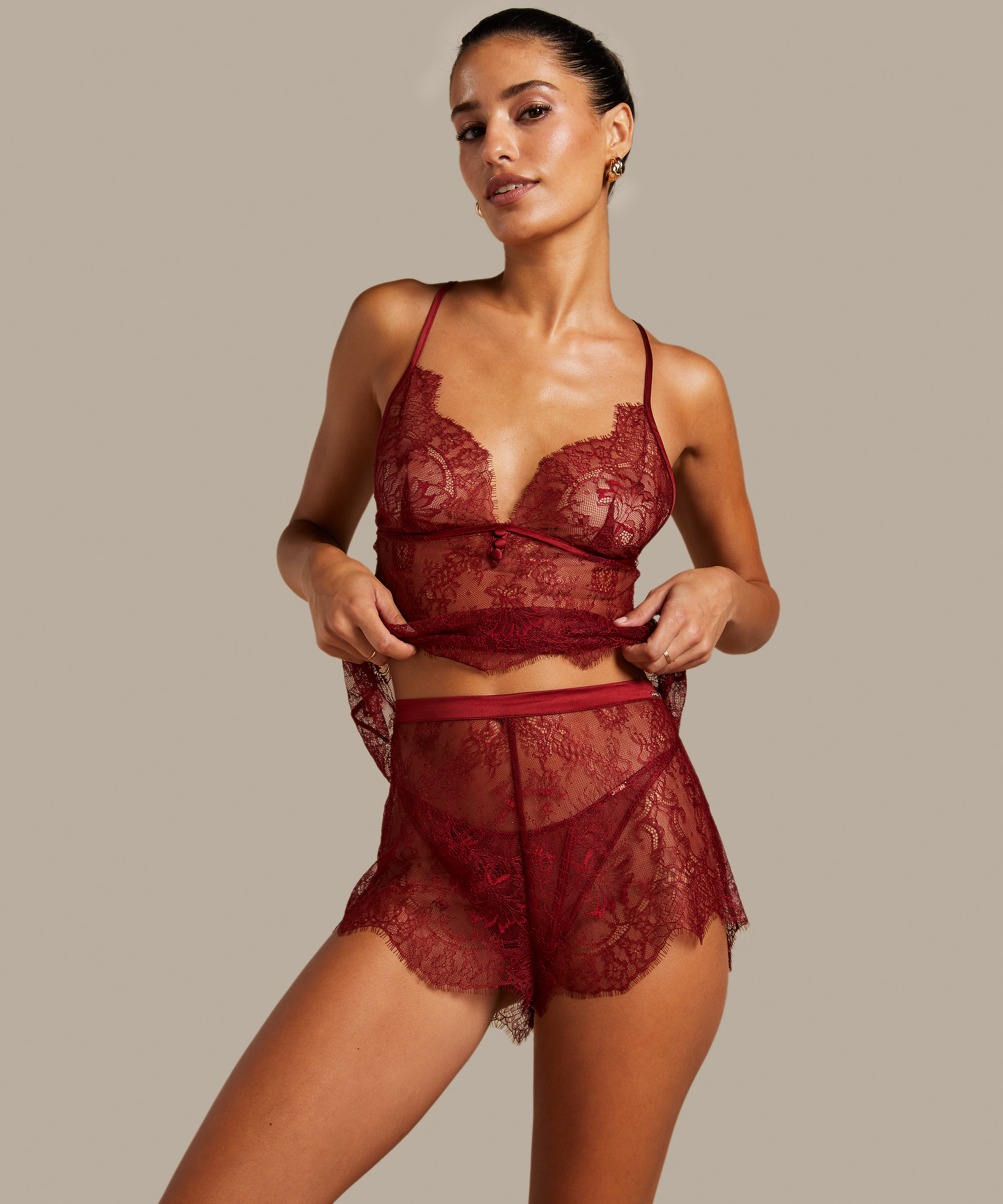 Shorts Lace Delphine, Rood, main