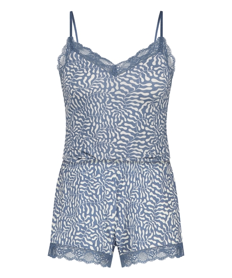 Korte pyjamaset Cami, Blauw