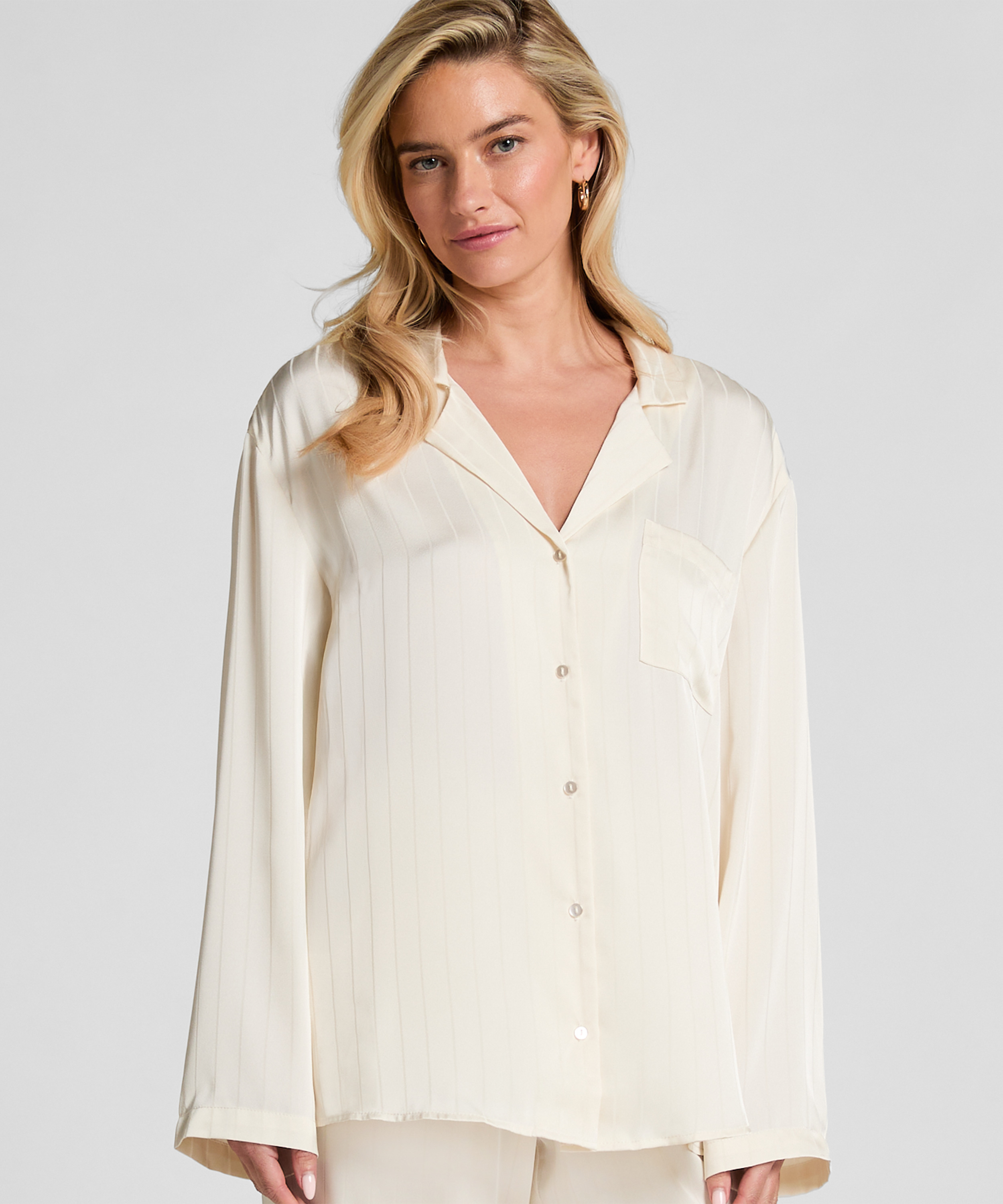 Veste en satin &agrave; rayures, Blanc, main