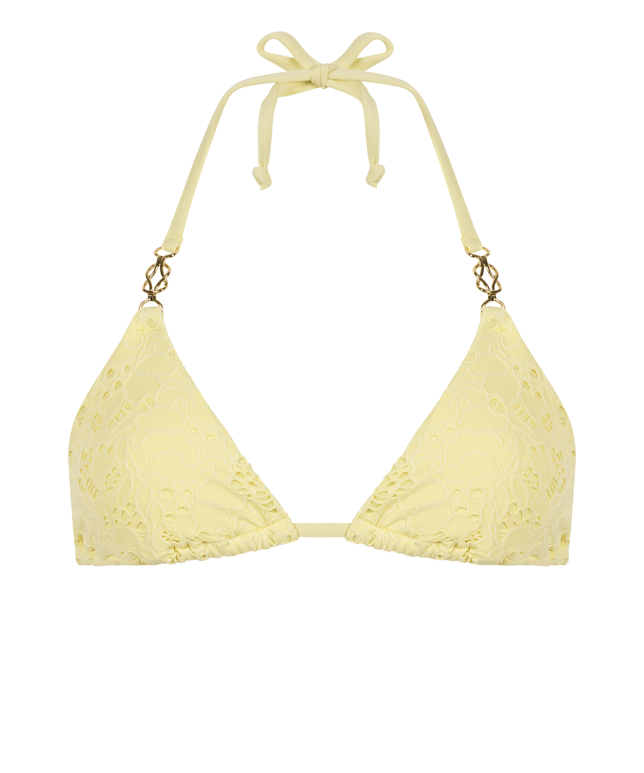 Crochet triangle Bikini Top, Jaune, main