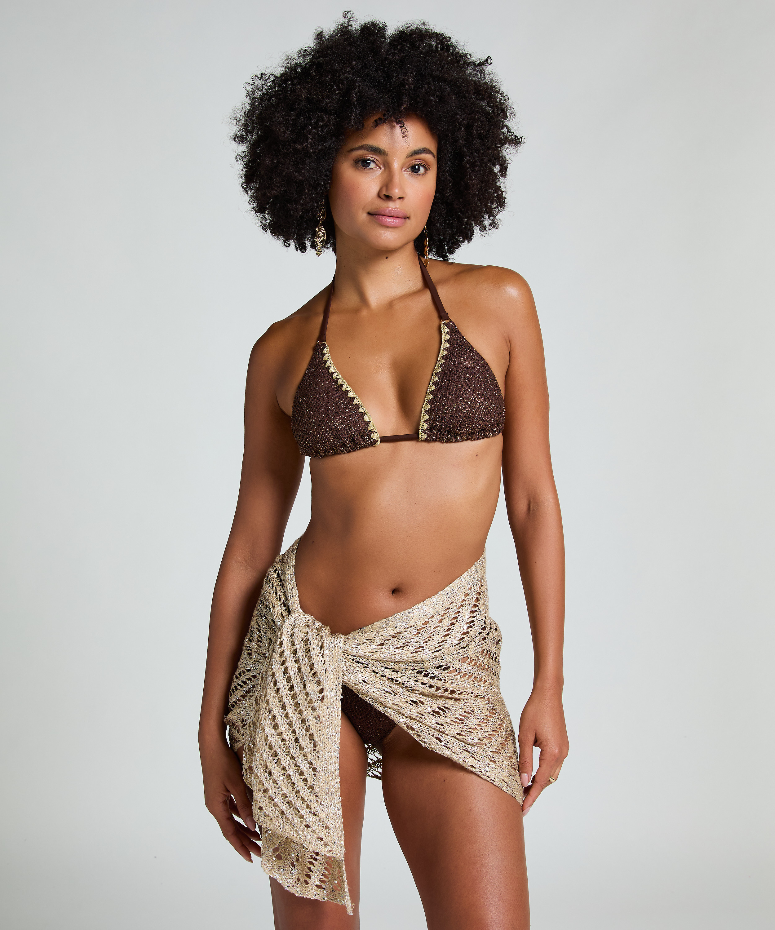 Strandpareo met pailletten, Beige, main