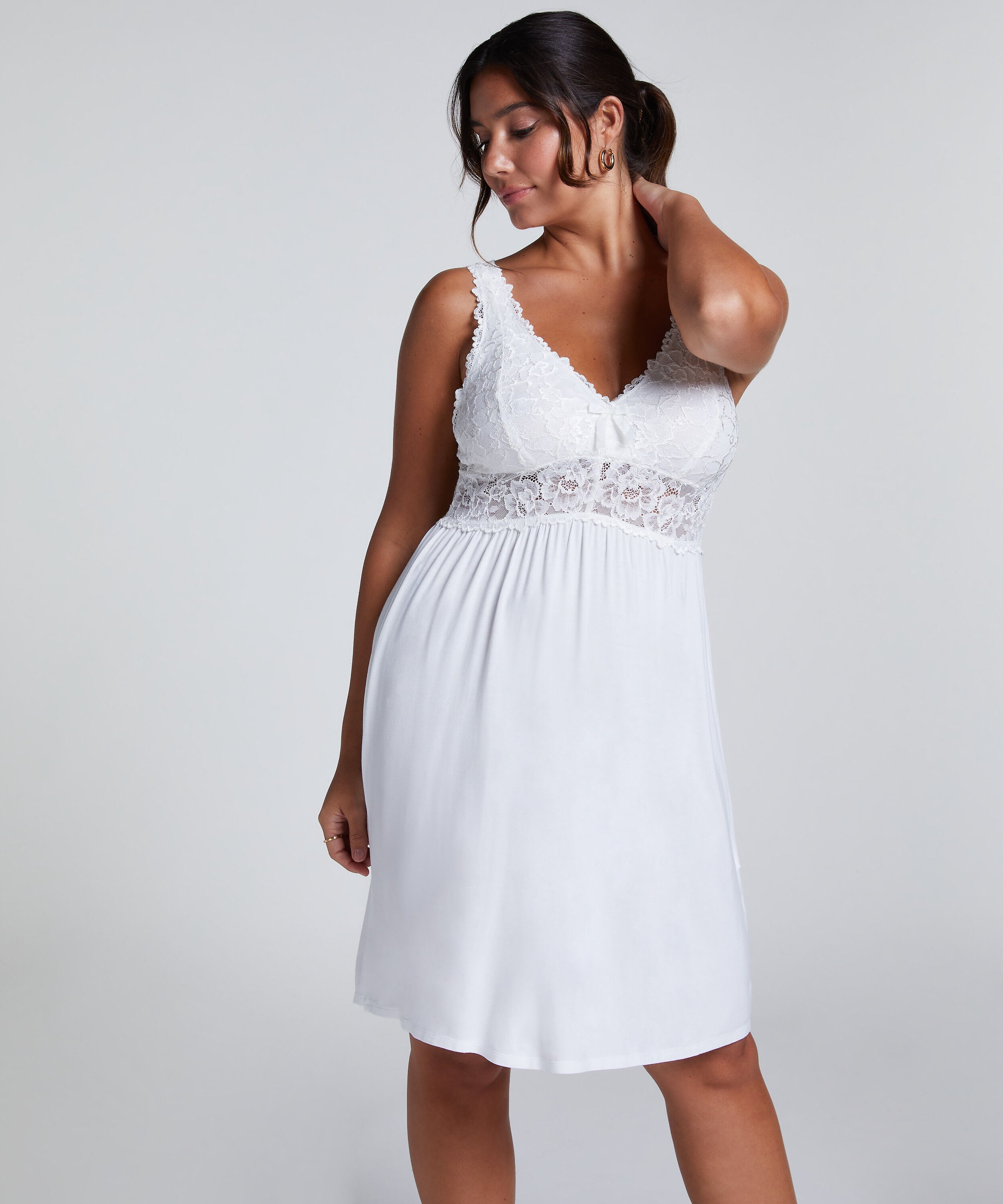Slipdress Nora Lace, Wit