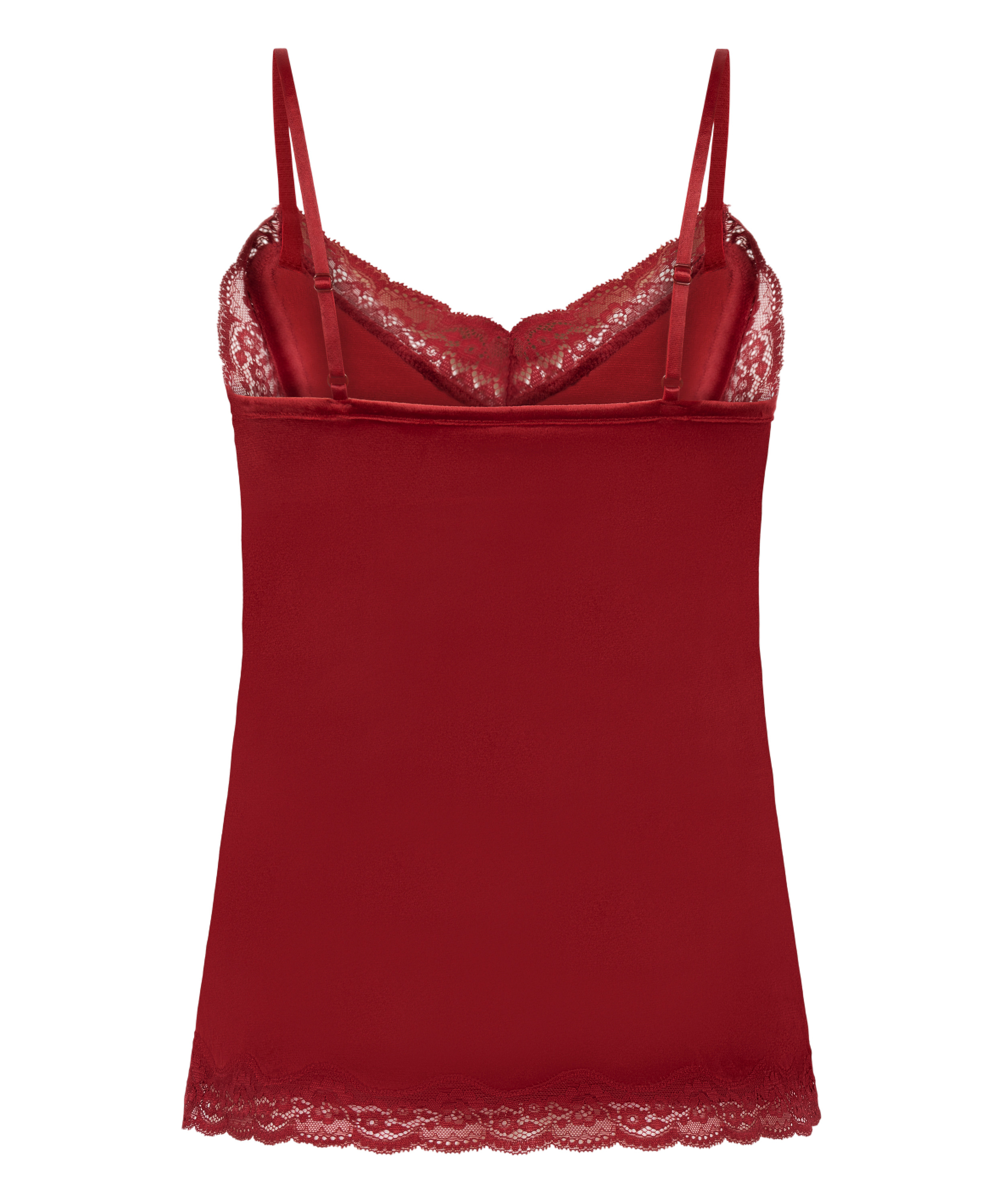 Camisole velours Dentelle, Rouge, main