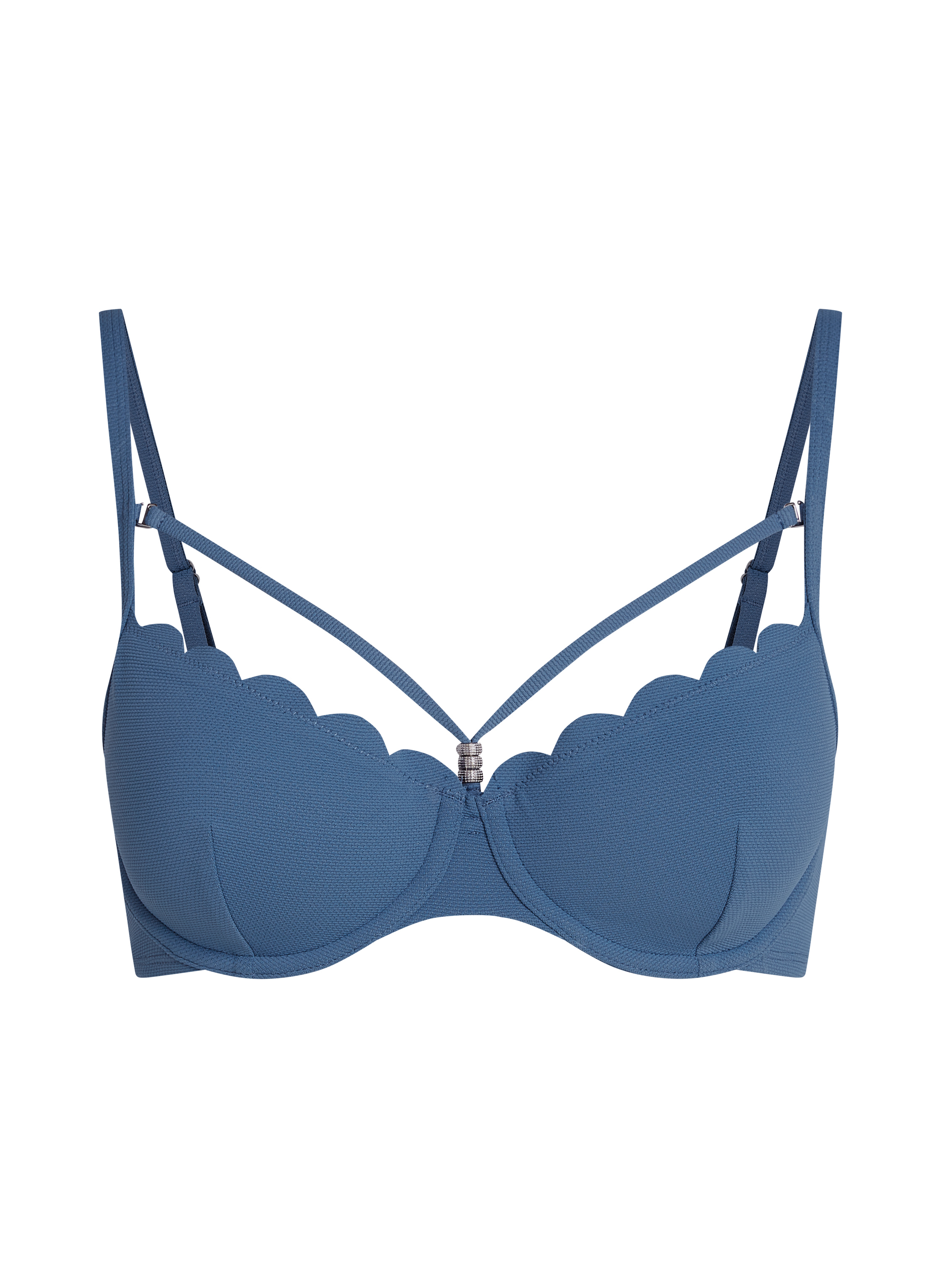 Haut de bikini préformé à armatures Scallop, Bleu, main