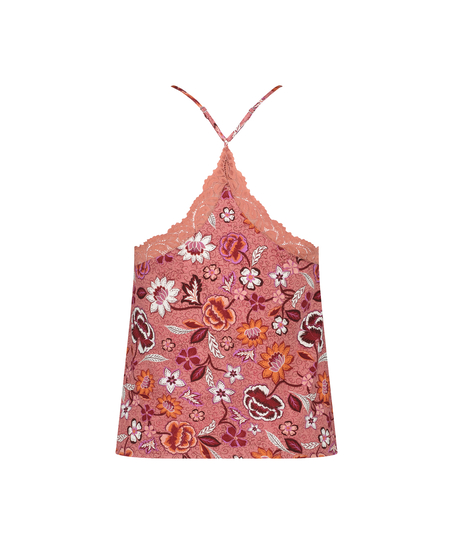Top Cami en dentelle tiss&eacute;e, Rose