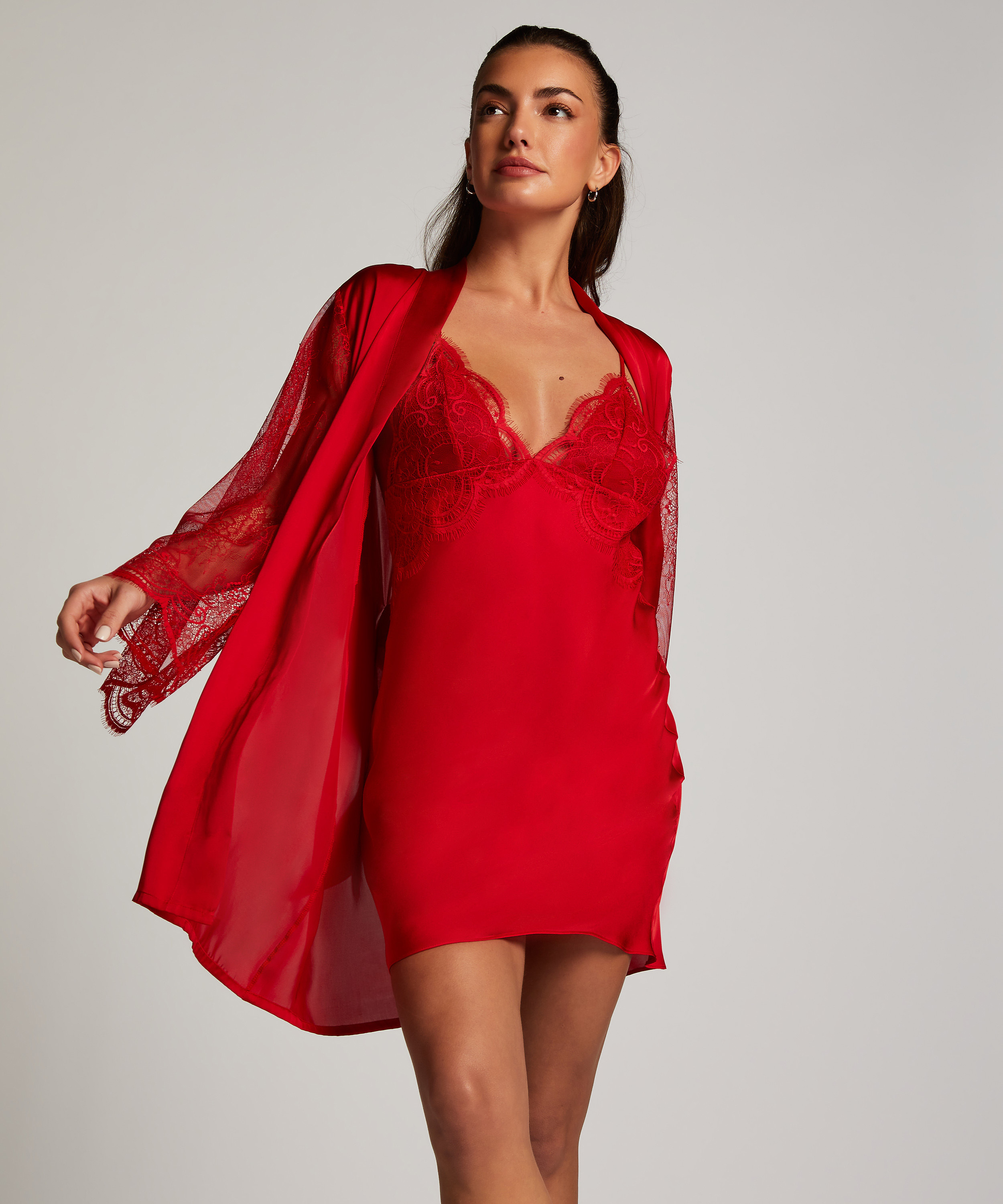 Kimono Satin Lace, Rood, main