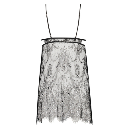 Slip dress All over lace, Zwart