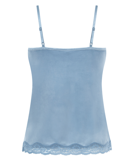 Cami top Velours Lace, Blauw