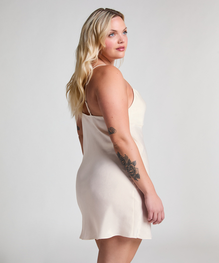 Robe nuisette en satin Minimal, Blanc