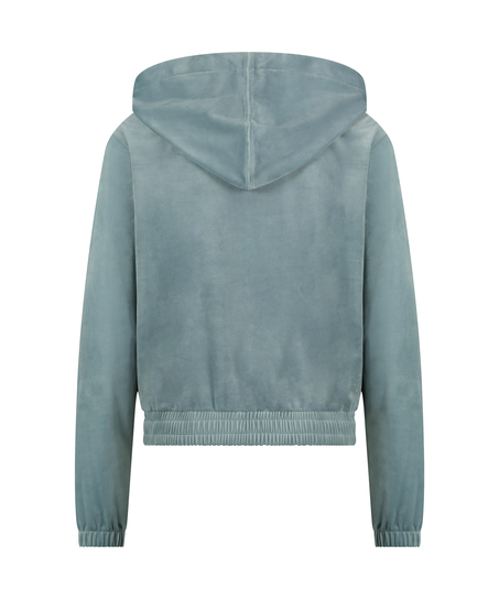 Hoodie jas Velours, Blauw