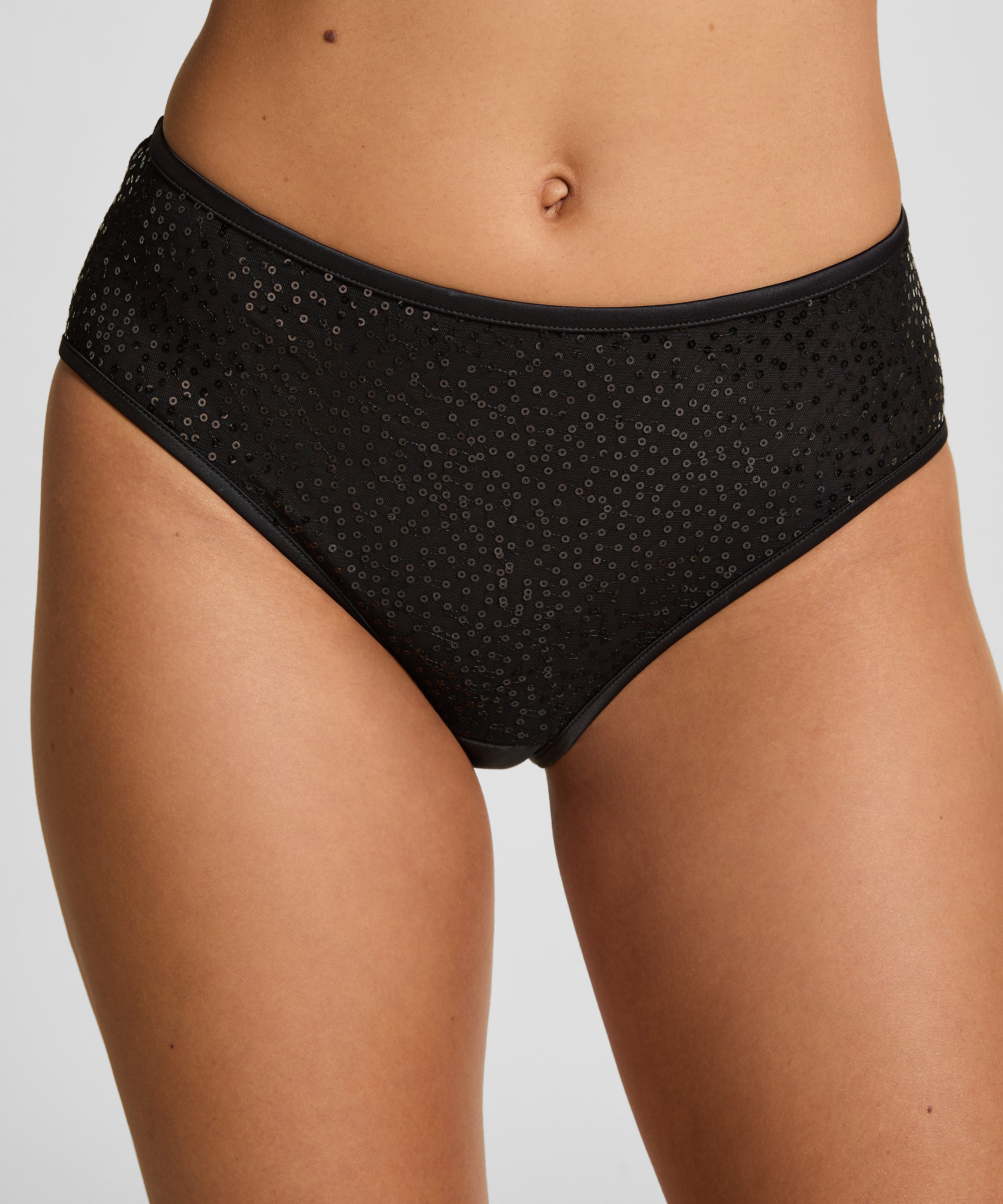 Culotte br&eacute;silienne jambe et taille haute Elle, Noir, main