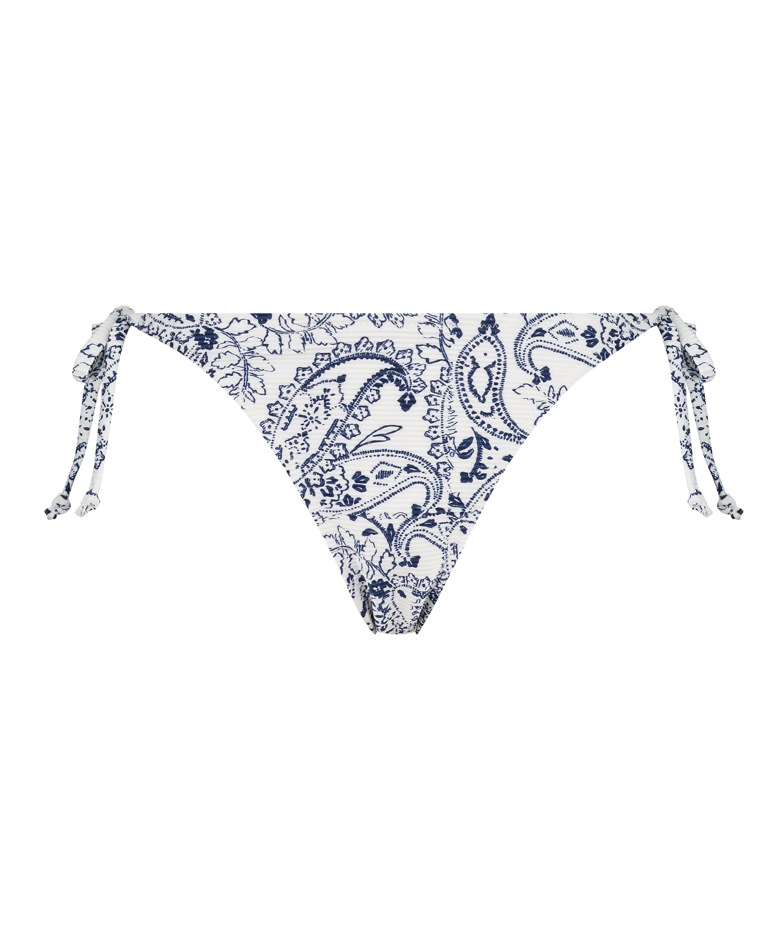 Bas de bikini brésilien tanga Paisley, Blanc, main