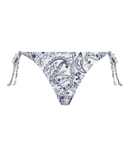 Bas de bikini brésilien tanga Paisley, Blanc