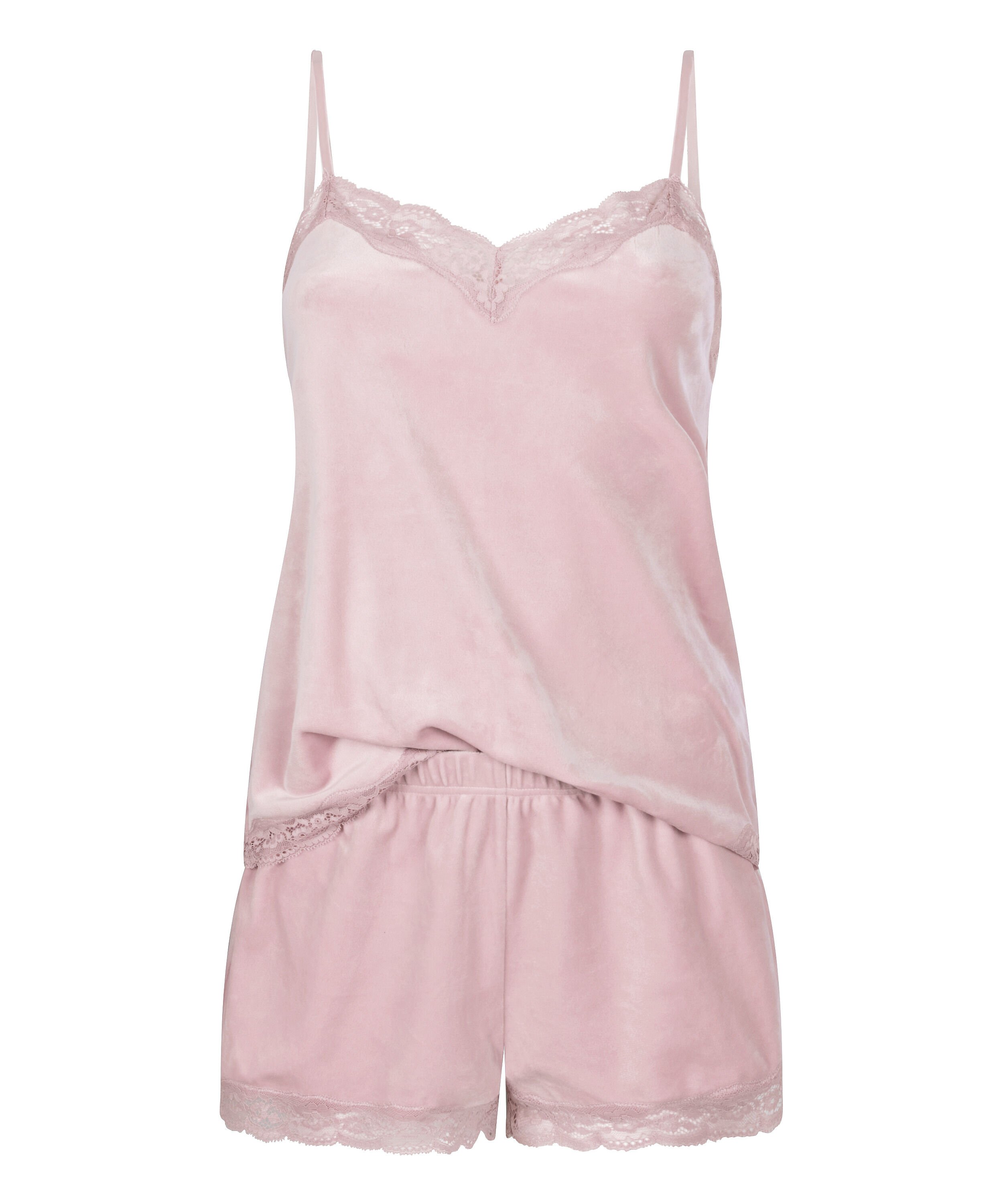 Camisole velours Dentelle, Rose