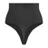String taille haute avec gaine sculptante en dentelle scuba, Noir