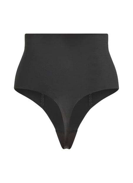 String taille haute avec gaine sculptante en dentelle scuba, Noir