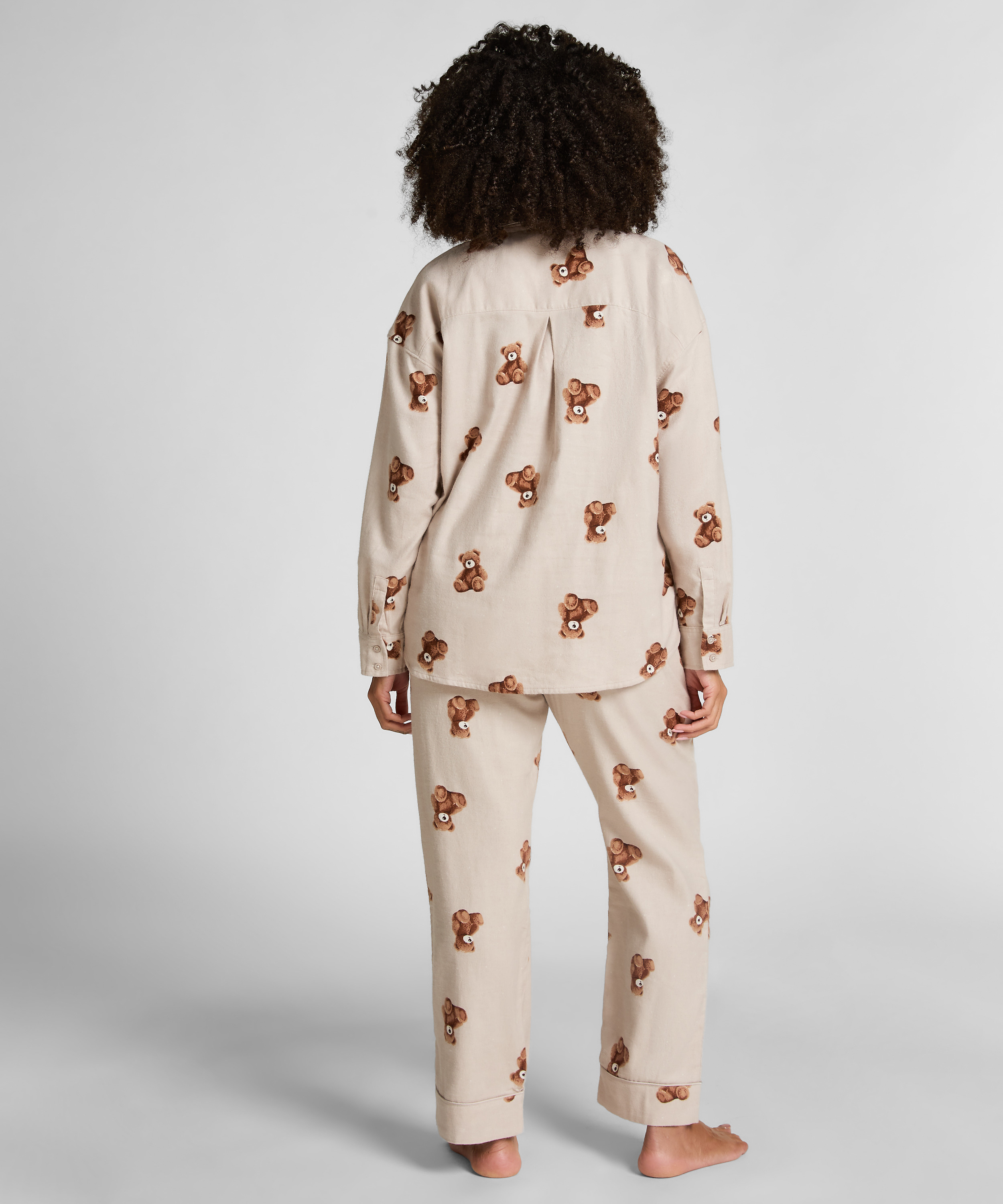 Pantalon droit en flanelle ours, Beige, main