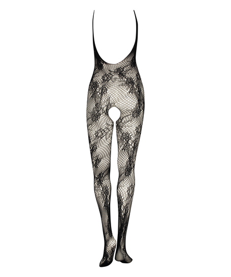 Private open lace Catsuit, Zwart