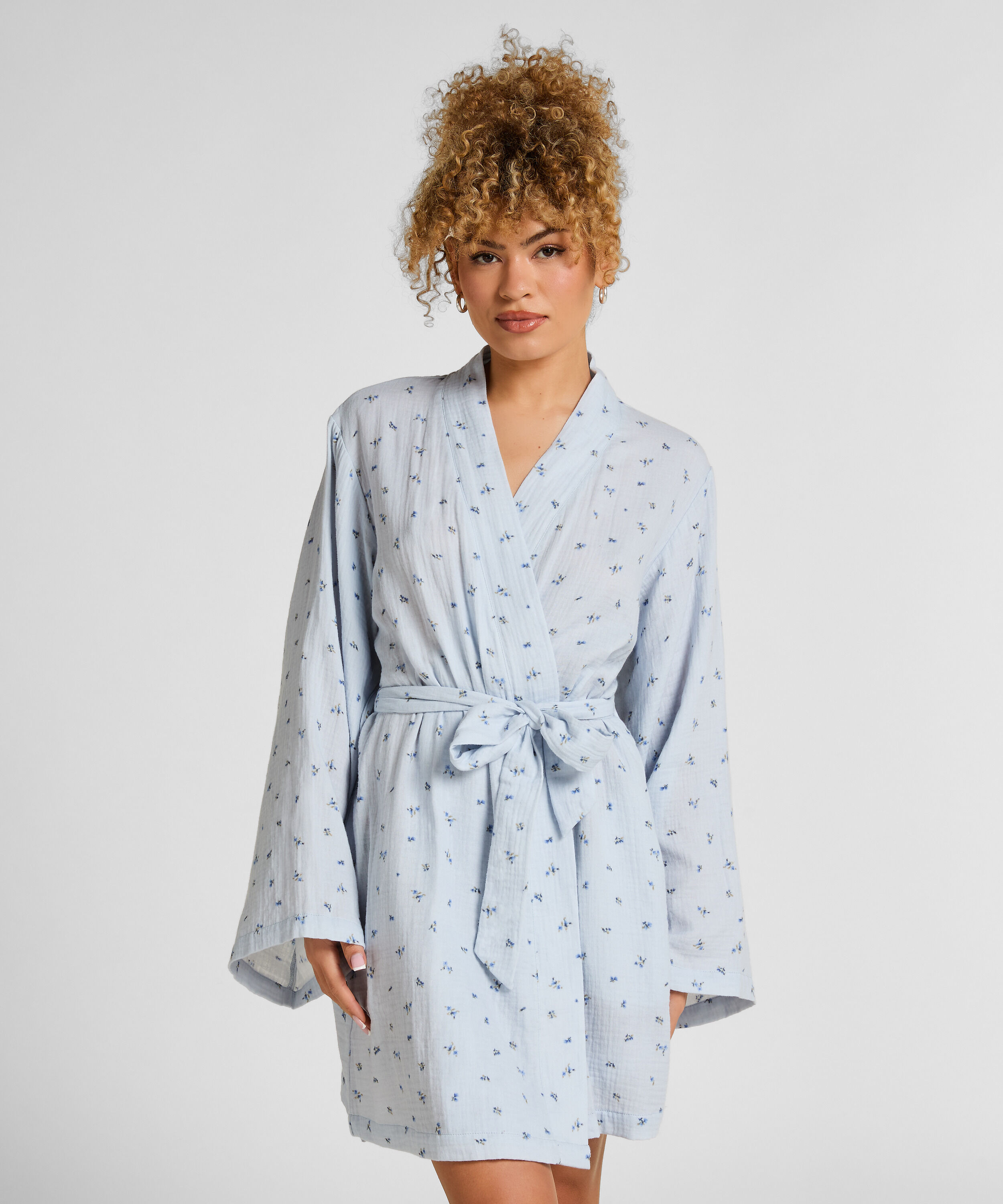 Robe courte en mousseline, Bleu