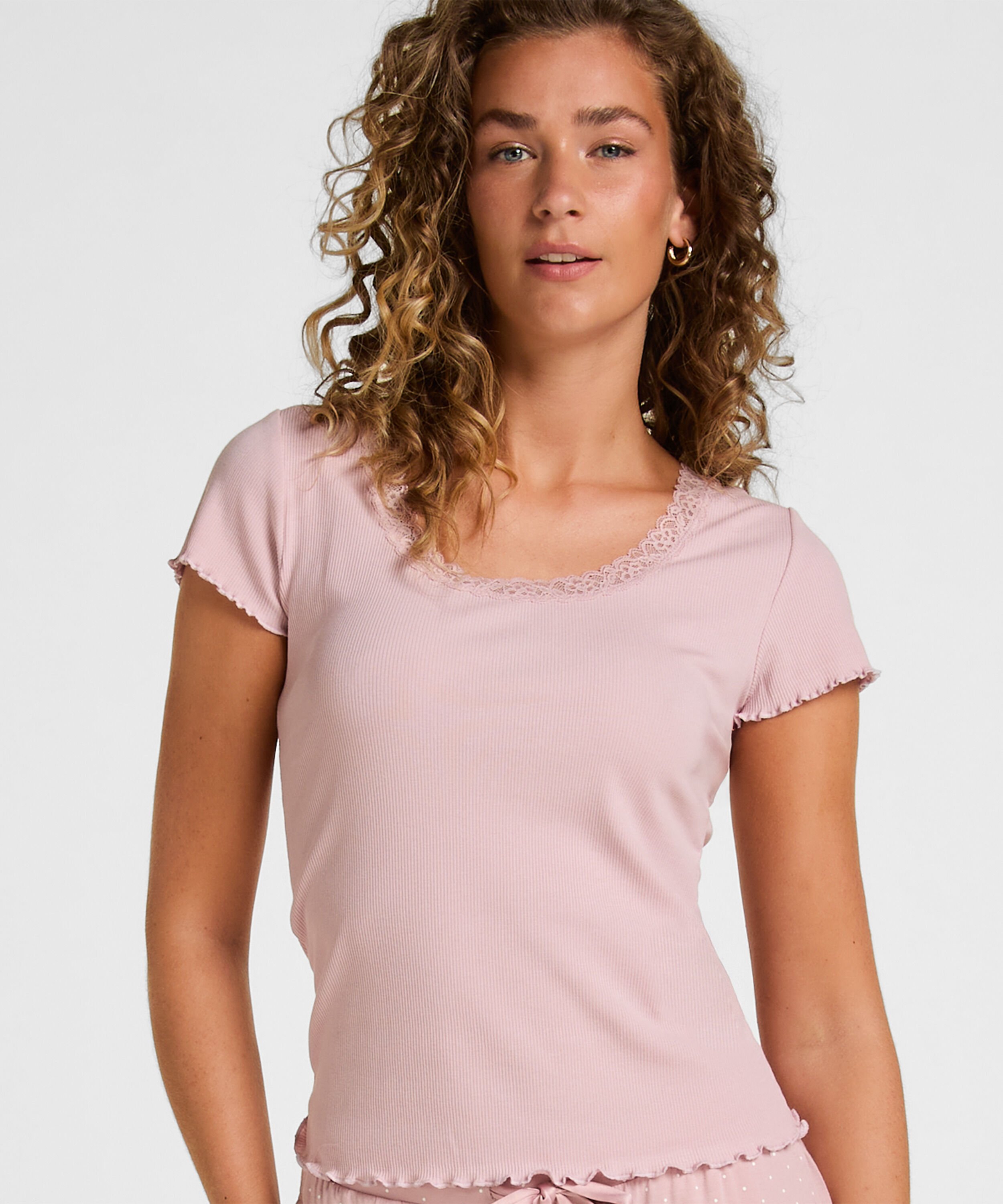 Pyjama Top Jersey Rib, Roze