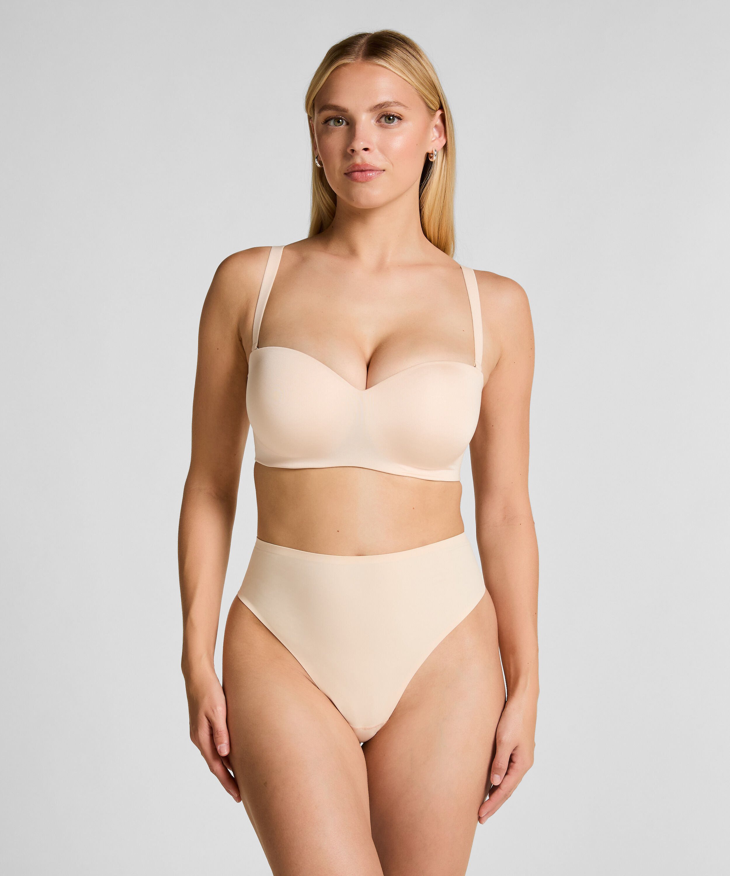 Soutien-gorge push-up sans bretelles &agrave; armatures pr&eacute;form&eacute; Smooth, Beige