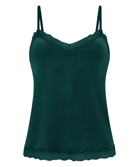 Cami top Velours Lace, Groen