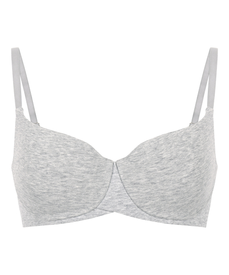 Soutien-gorge &agrave; armatures rembourr&eacute; en coton, Gris
