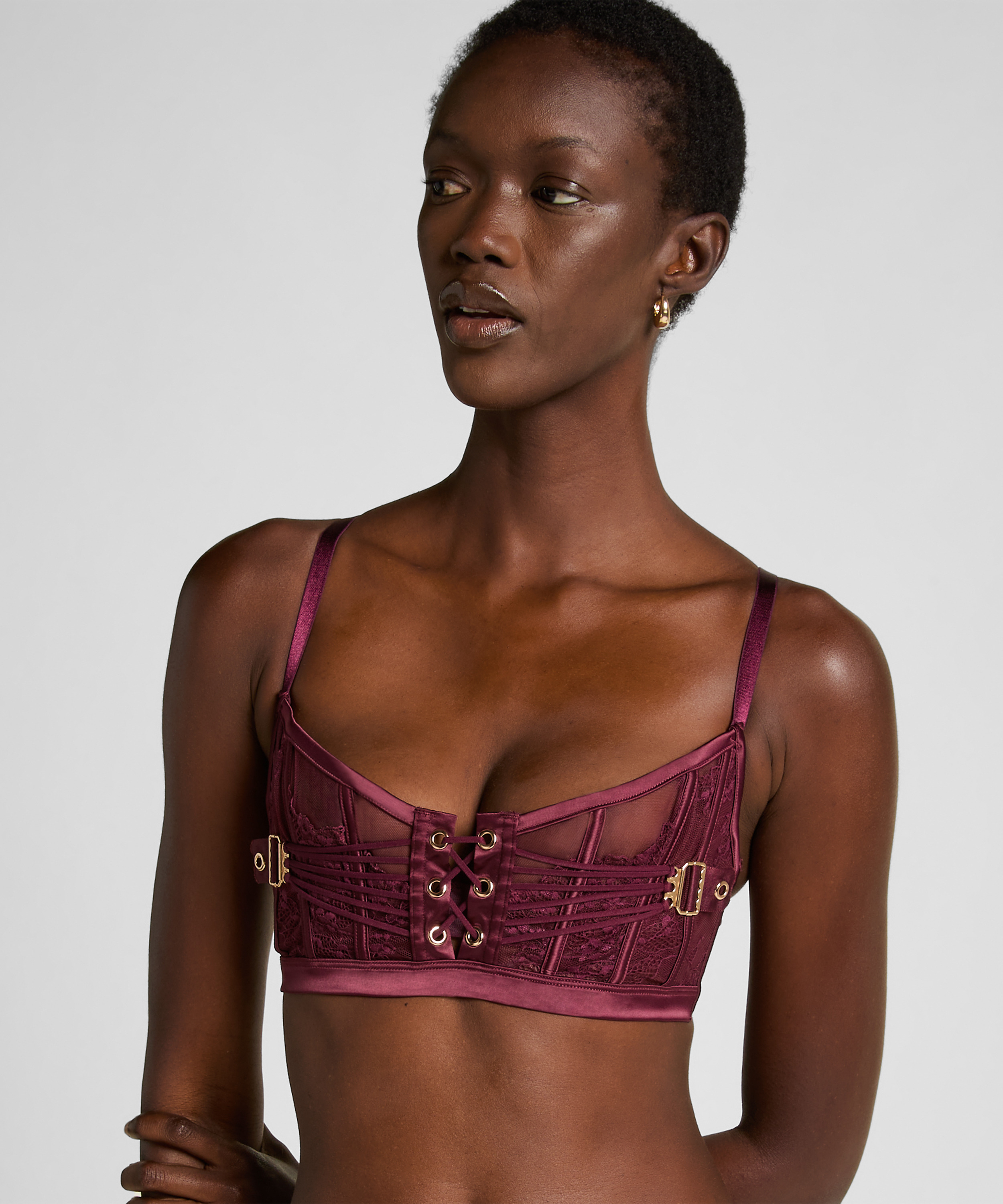 Soutien-gorge non rembourr&eacute; longline Avela, Rouge, main