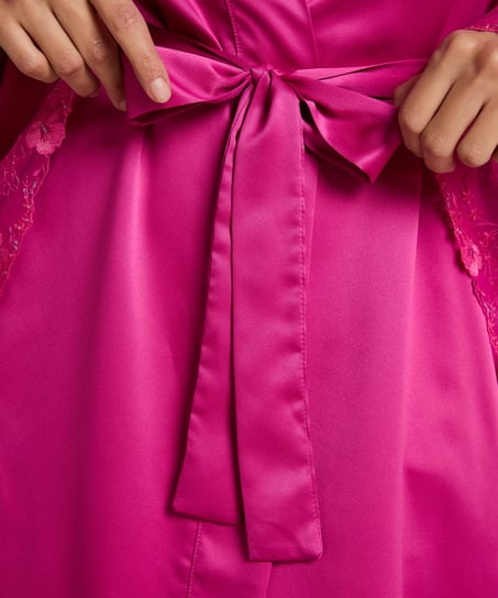 Kimono en satin Peonie, Rose