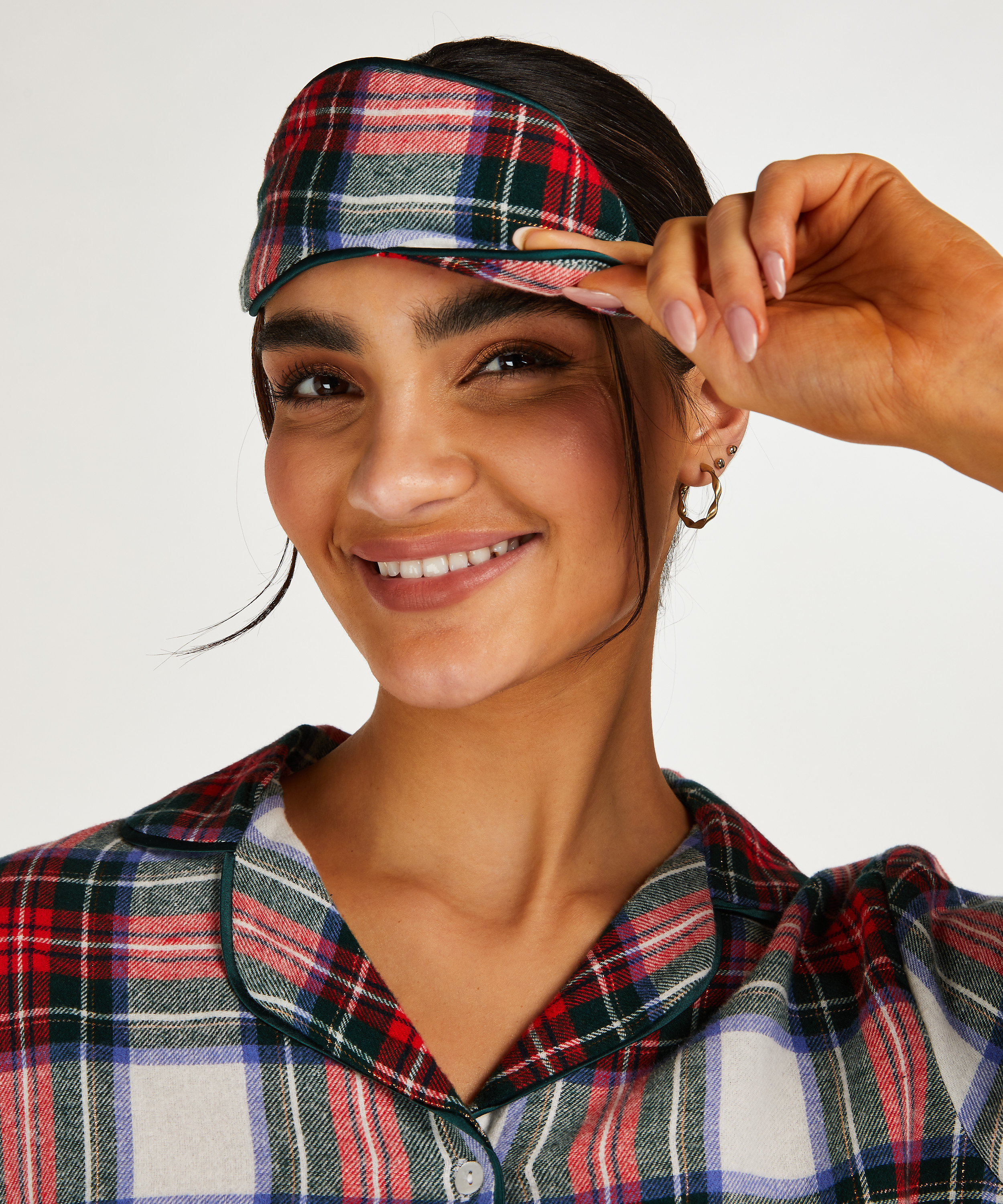 Pyjama set check Twill, Wit, main