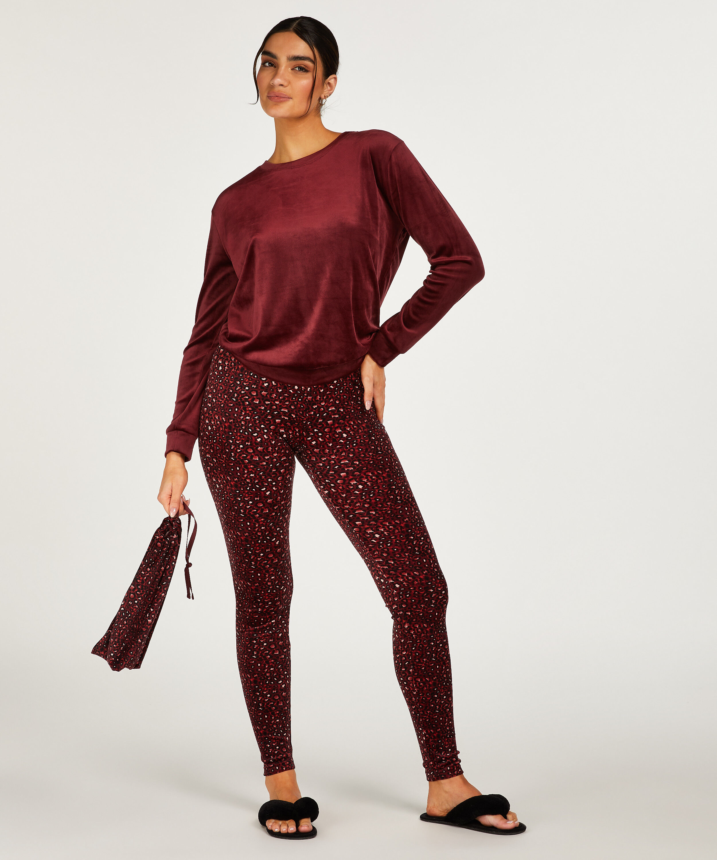 Pyjamaset met tas, Paars