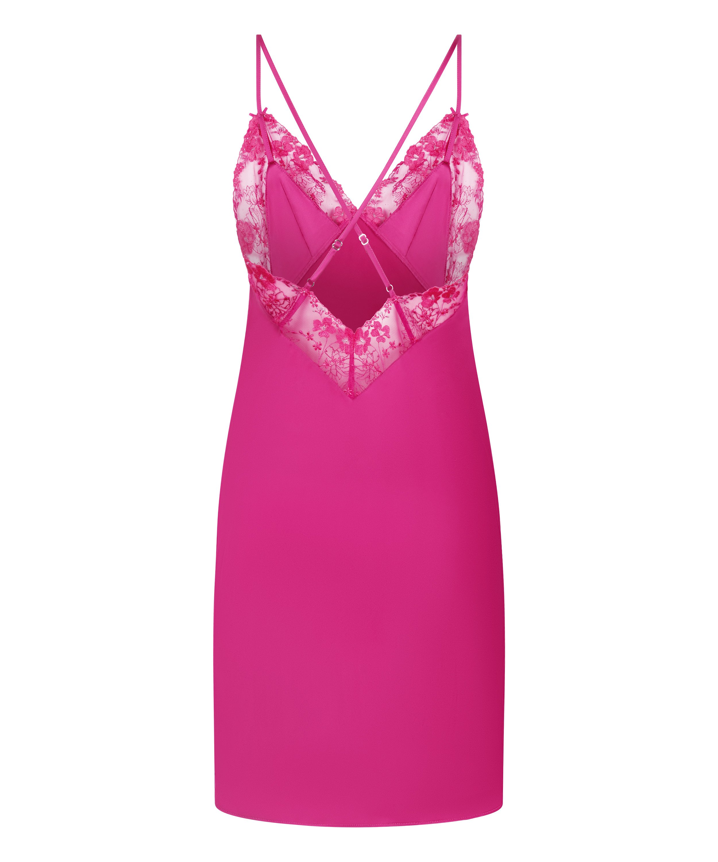 Nuisette en satin Peonie, Rose, main