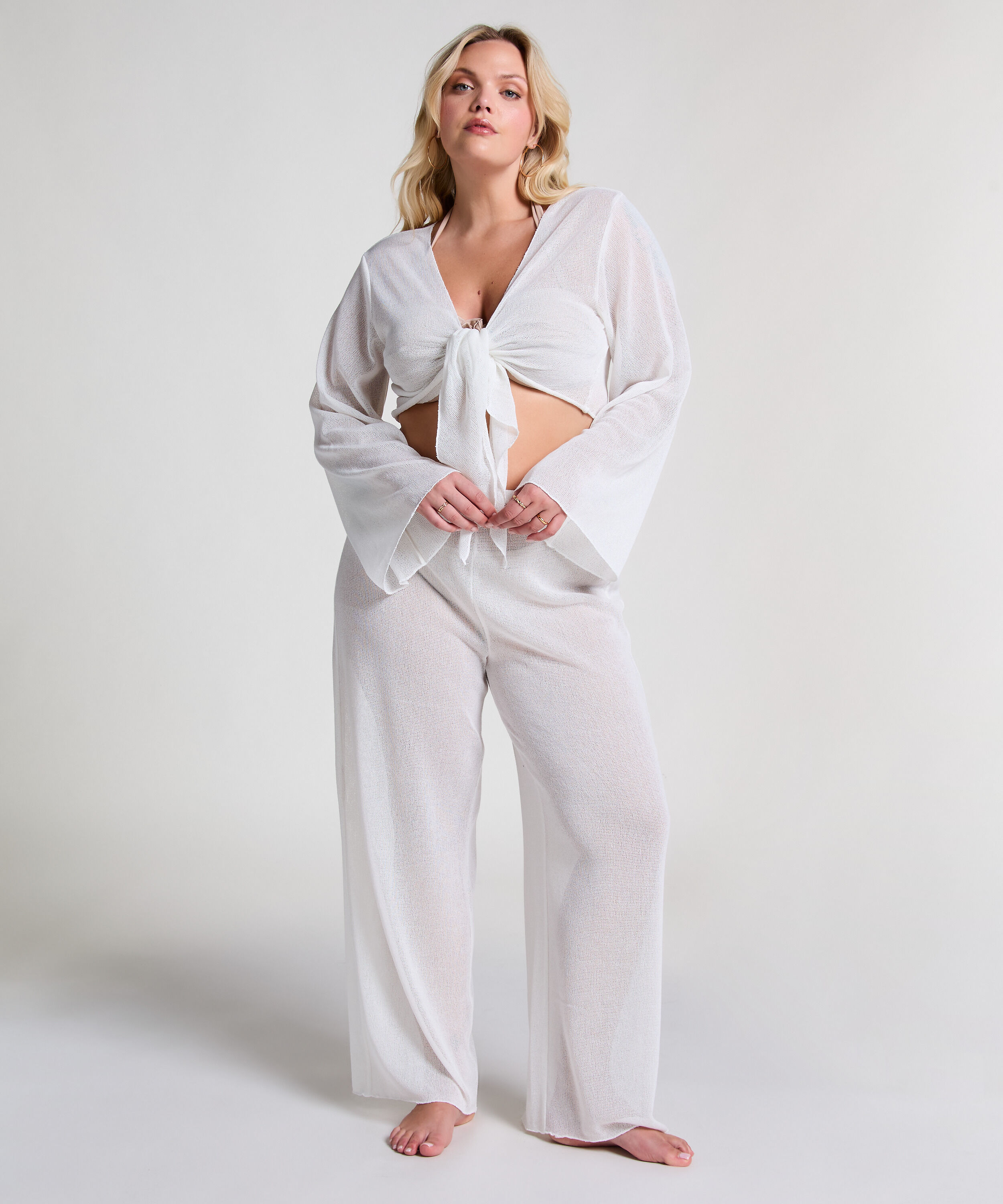 Pantalon de plage en maille, Blanc