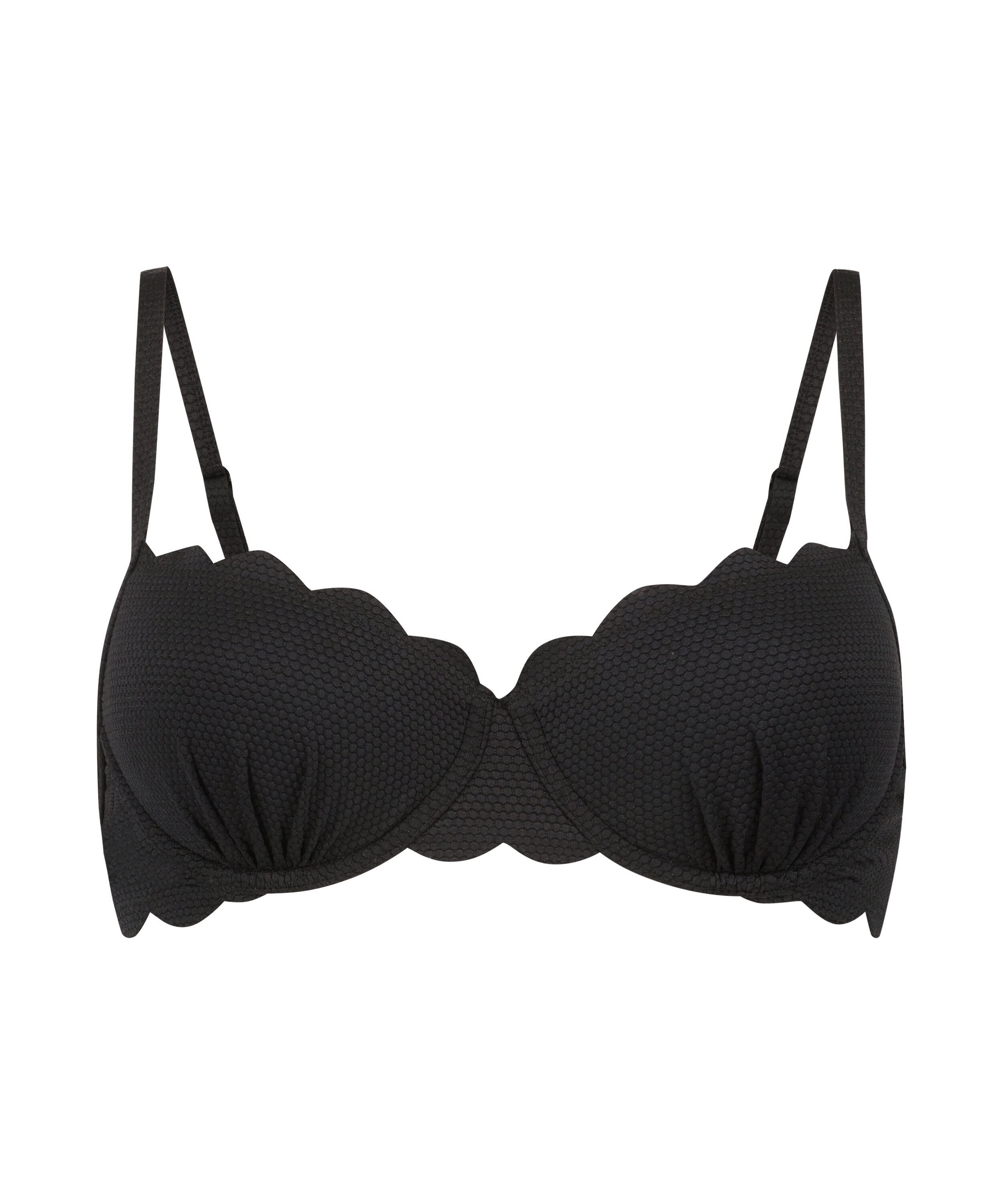 Voorgevormde beugel bikinitop Scallop, Zwart