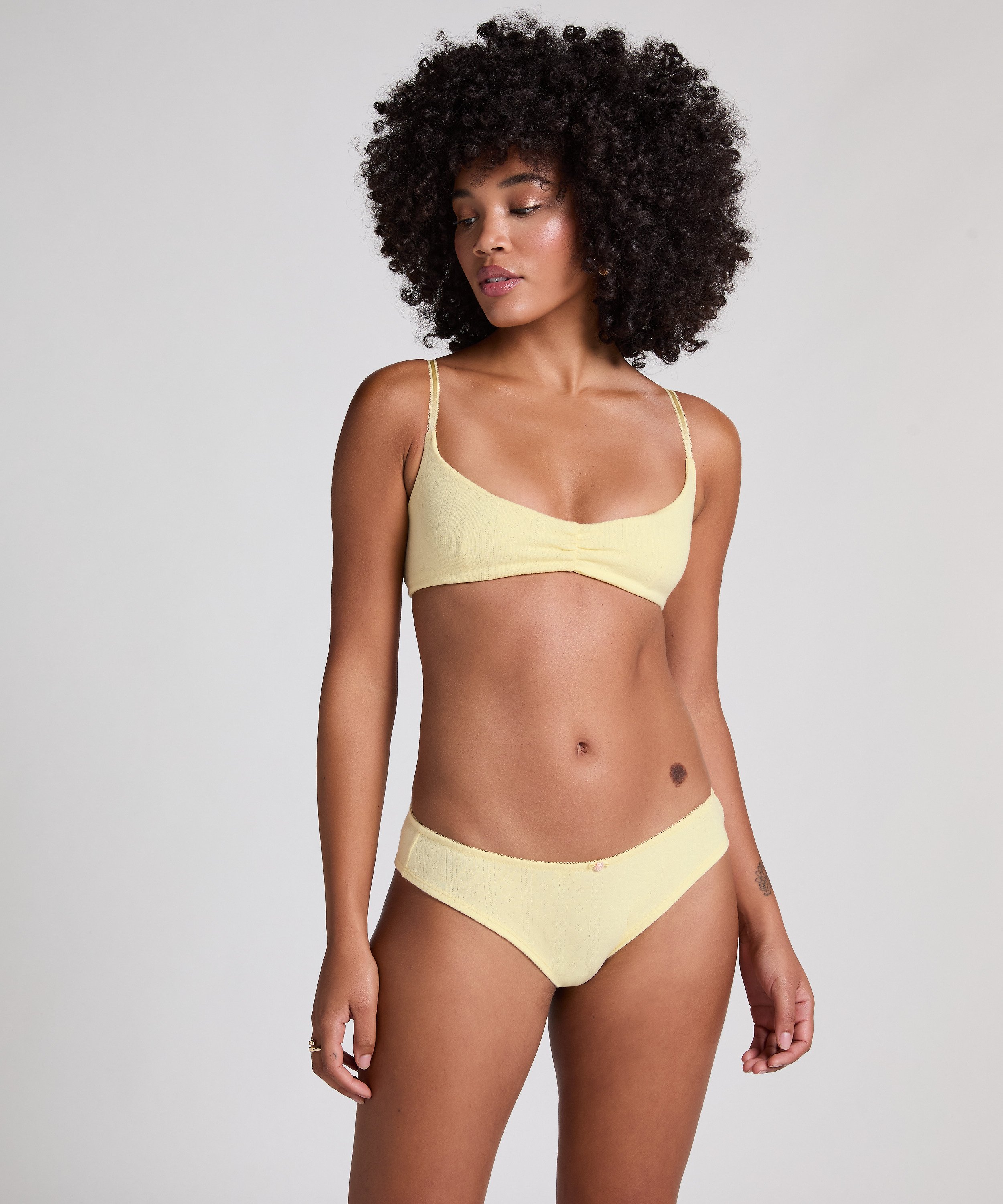 Culotte br&eacute;silienne Pointelle, Jaune, main