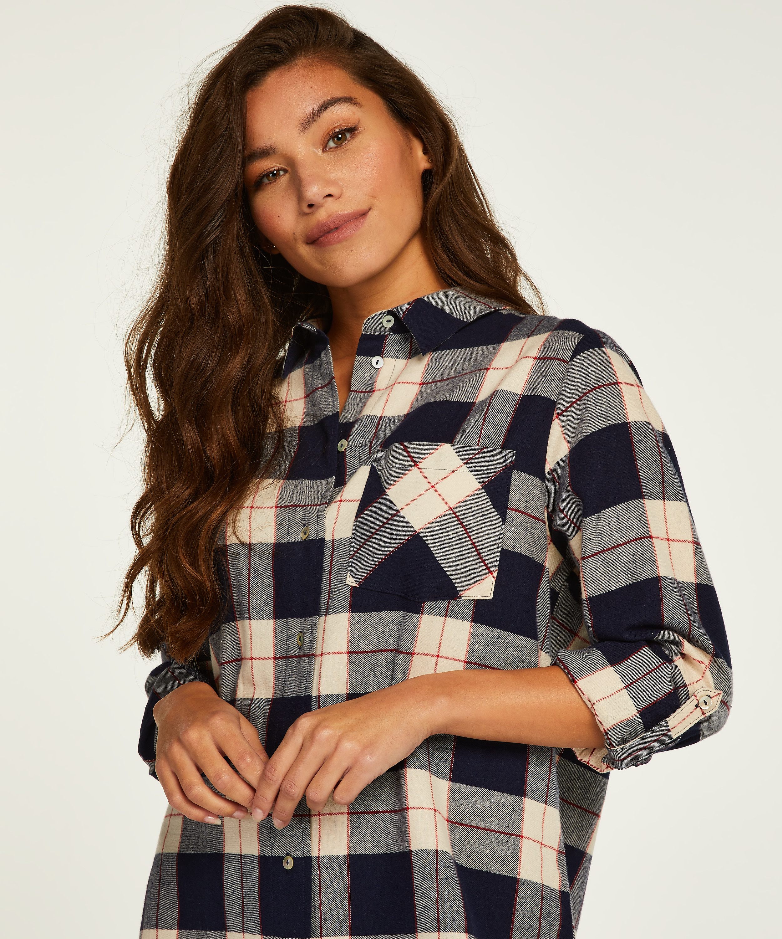 Chemise de nuit Boyfriend Check, Bleu, main