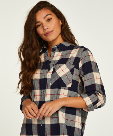 Chemise de nuit Boyfriend Check, Bleu