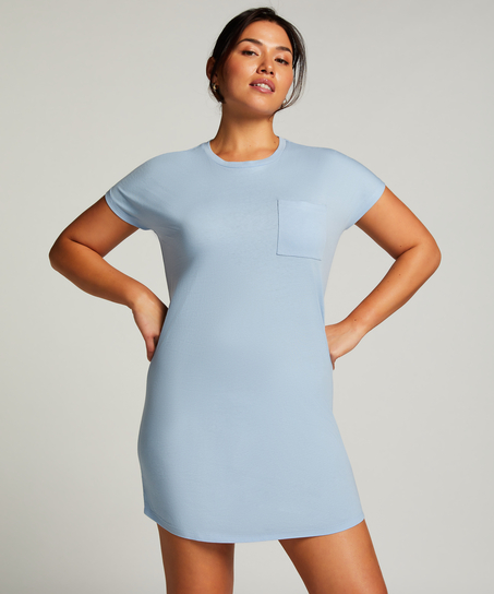 Nachthemd ronde hals, Blauw