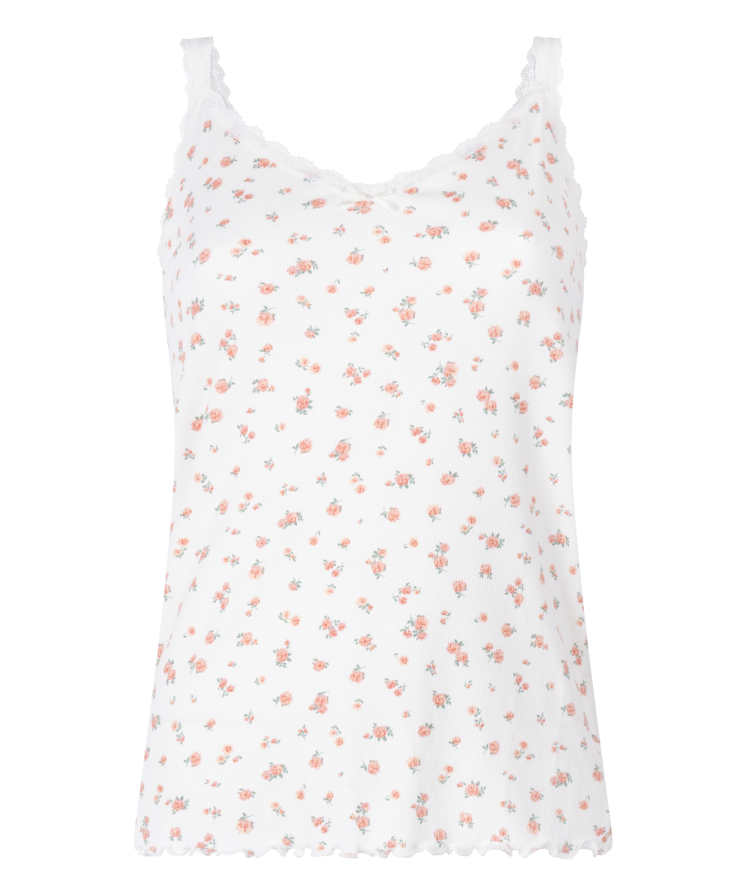 Cami en dentelle c&ocirc;tel&eacute;, Blanc, main