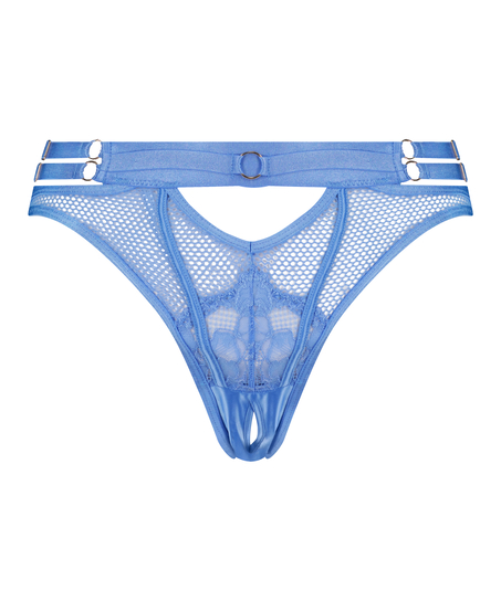 Brazilian met open kruis Pleasure, Blauw