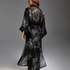Kimono long chiffon lotus, Zwart