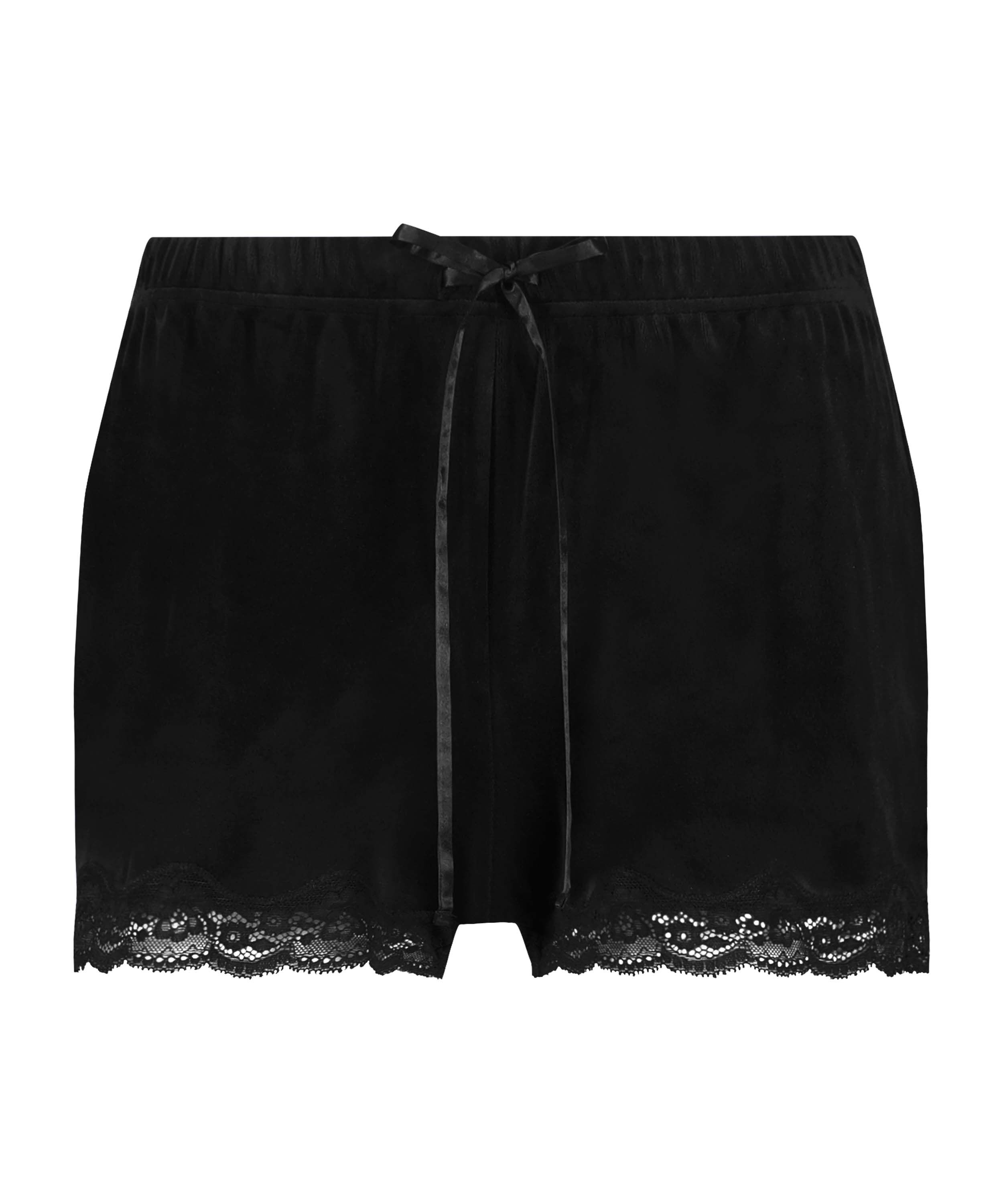 Shorts Velours Lace, Zwart