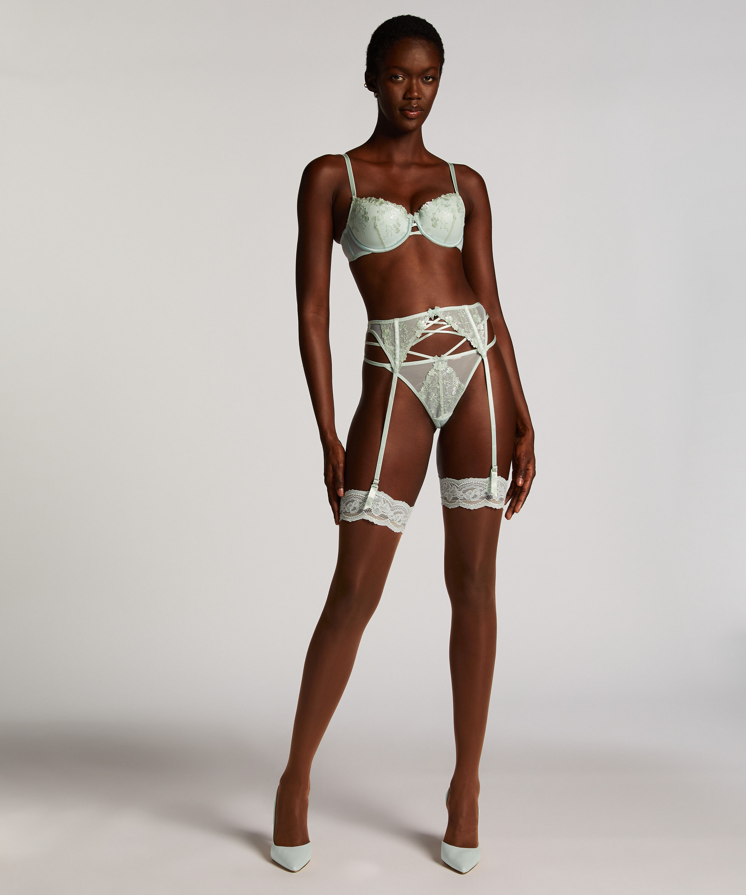 Stocking 15 Denier Fancy Lace Top, Groen