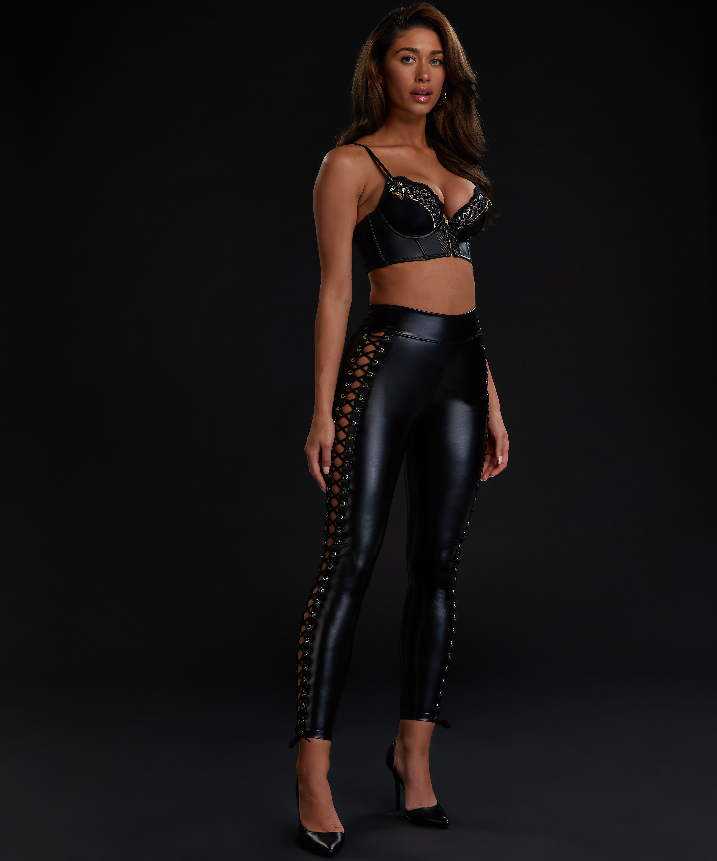 Legging Lace up, Zwart, main