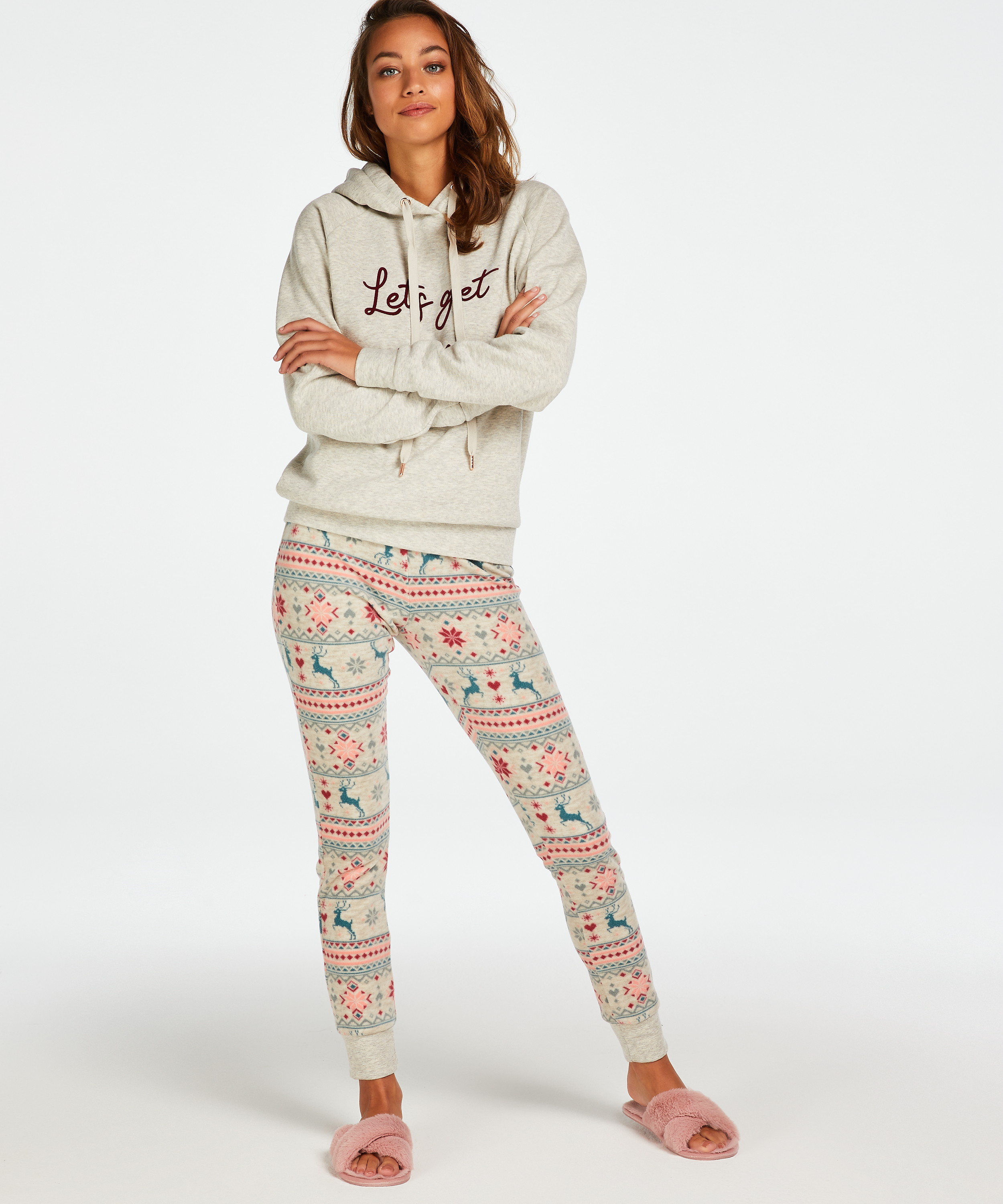 Lange mouwen Hoodie, Beige, main