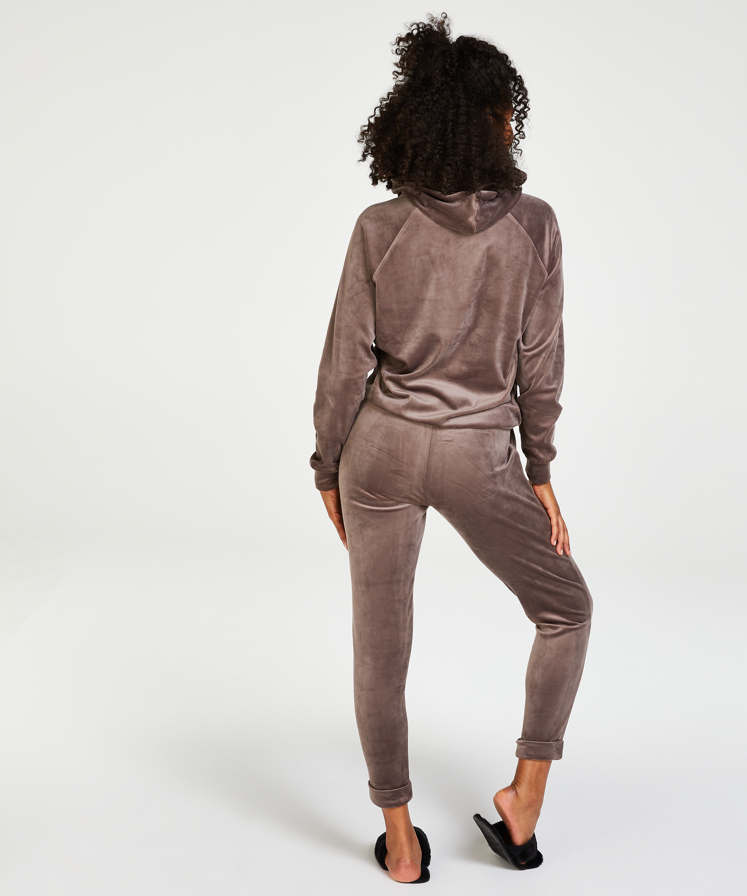 Hoodie en velours, Brun, main