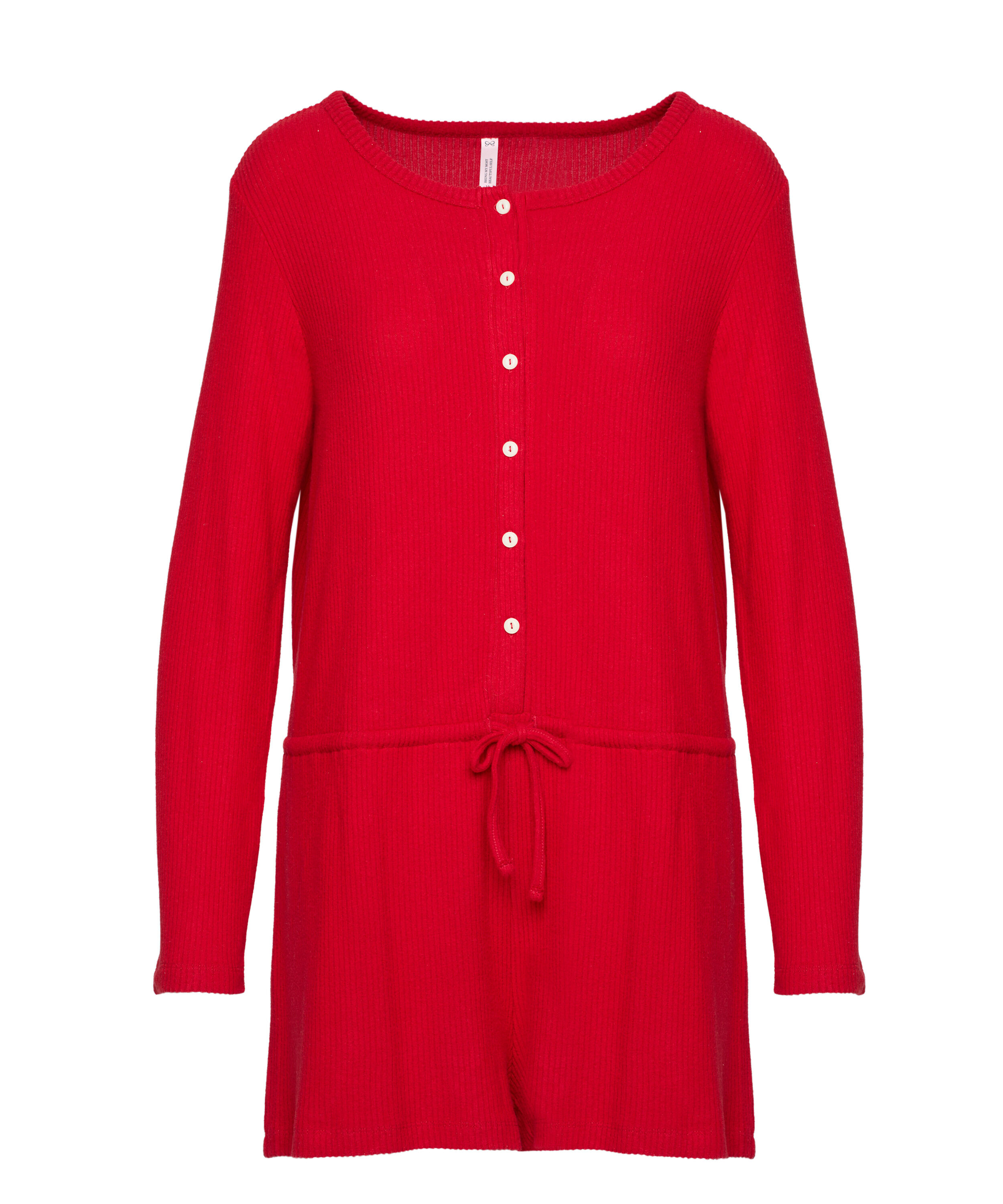 Korte geribde jersey onesie, Rood
