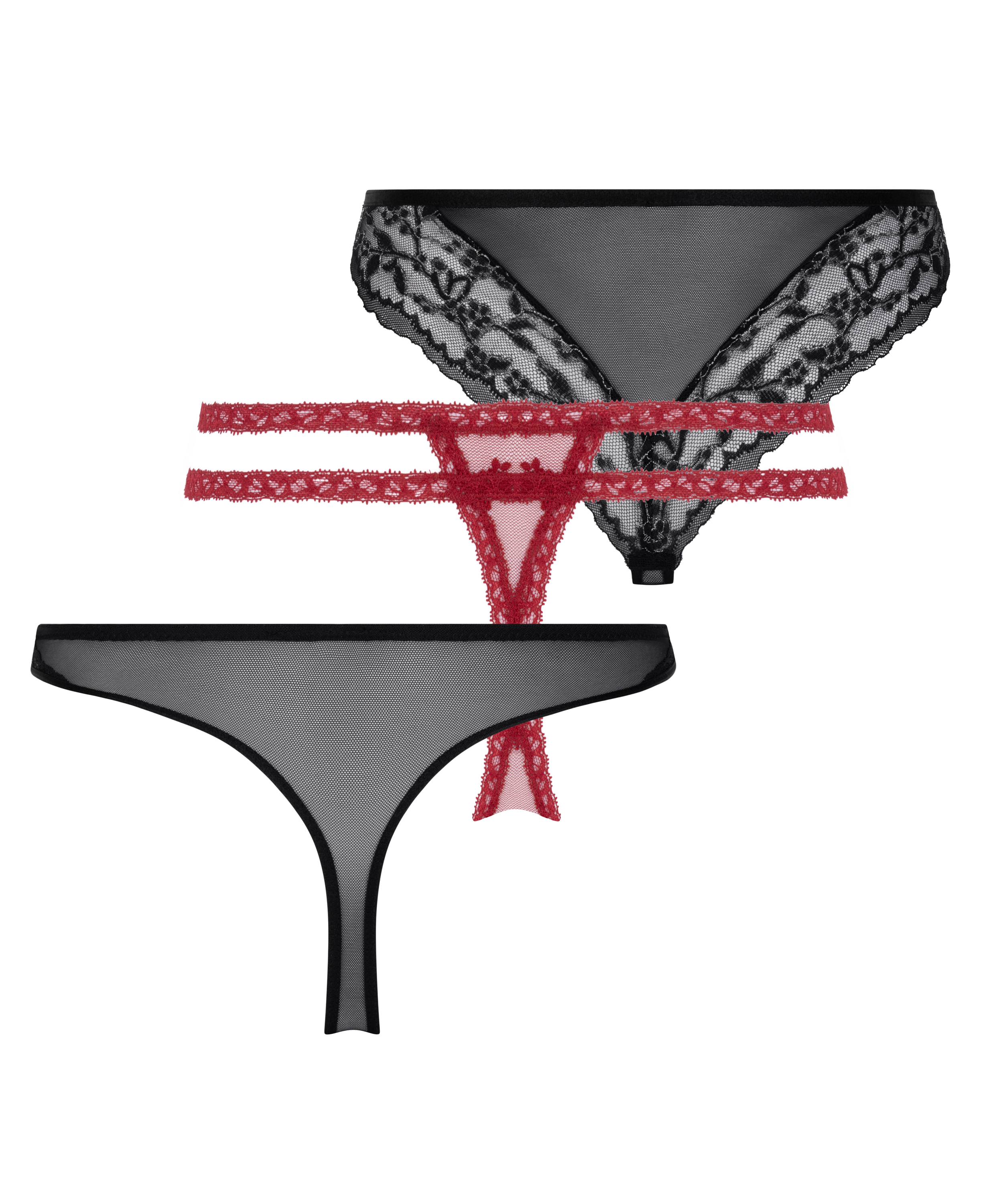 Pack de 3 strings, Noir, main