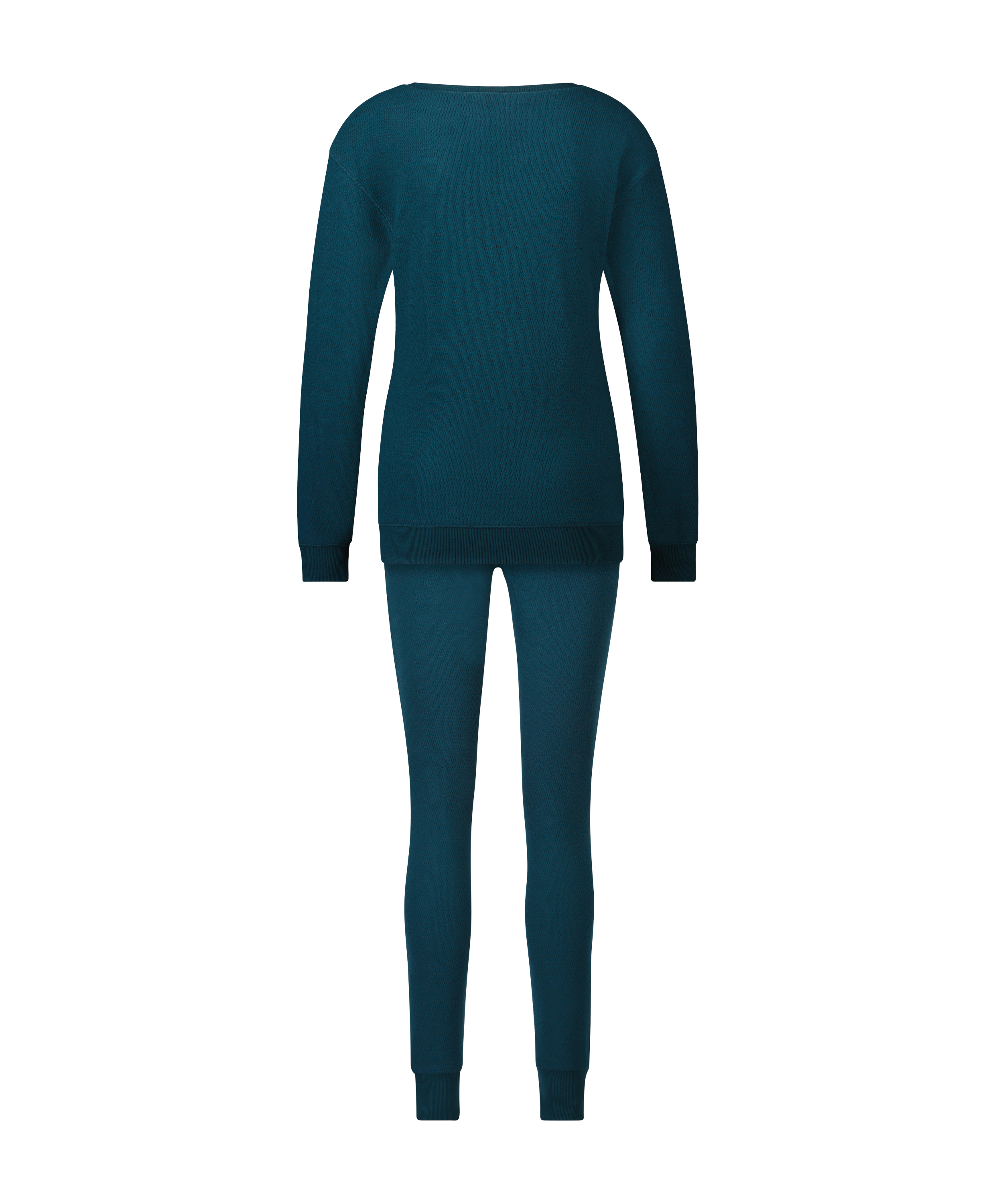 Pyjama Waffle Placket, Blauw, main