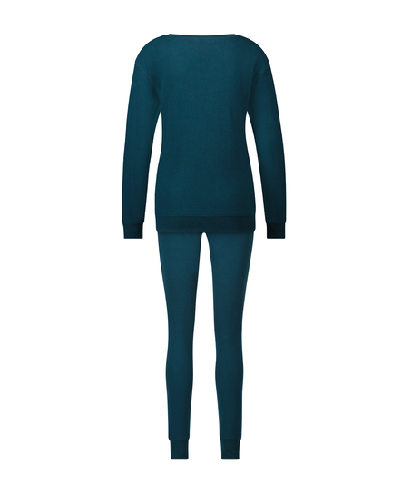 Pyjama Waffle Placket, Blauw